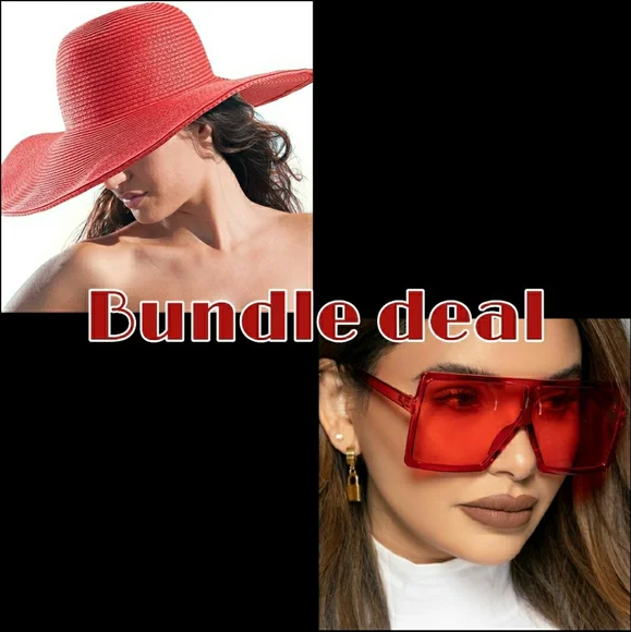 Accessories | Red Floppy Beach Sun Hat Sunglasses | Poshmark display picture 1